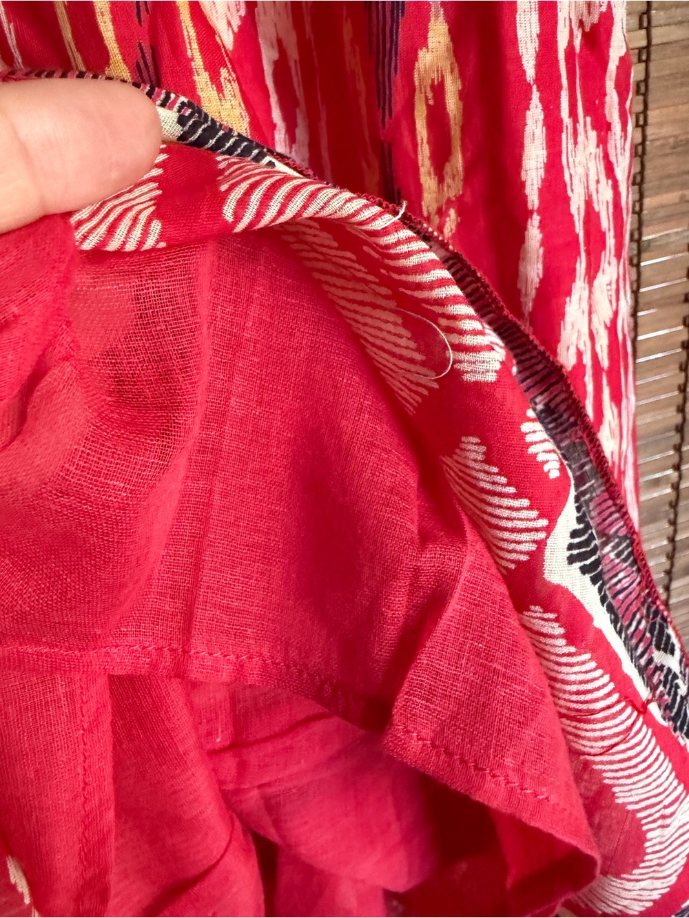 Vintage Angie Ikat Print Red Boho Midi Dress NWT Size Medium - Picture 8 of 9